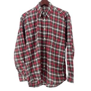 Port Authority Men's Red Flannel Plaid Shirt 100% Cotton Mad in USA sz M 10703